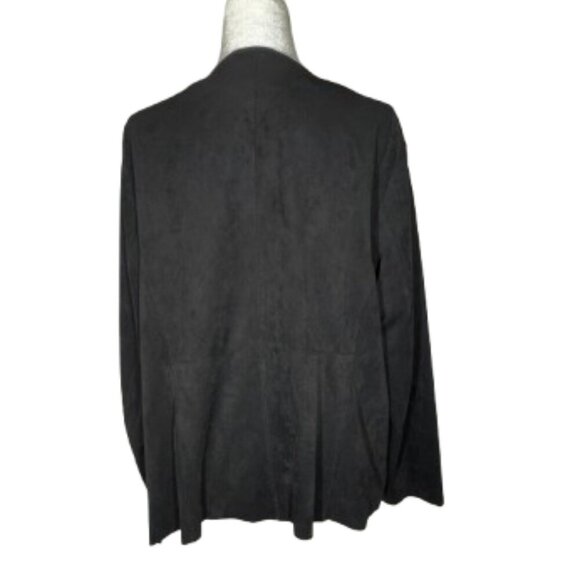 Adrienne‎ Vittadini Womens 1X Black Faux Suede Open Front Waterfall Cardigan - Picture 3 of 8